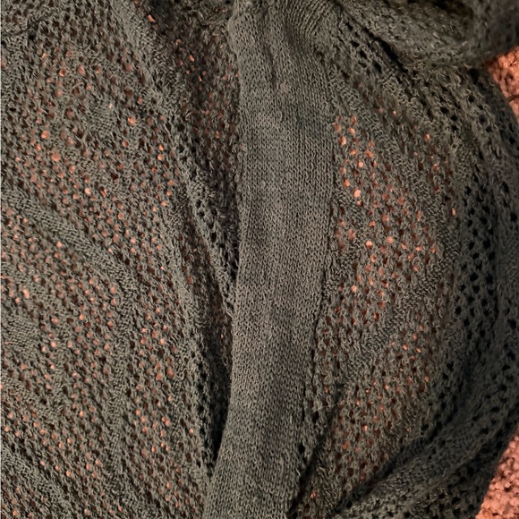 Vintage Free People Dark Green Openwork Long Cardigan - Picture 5 of 5